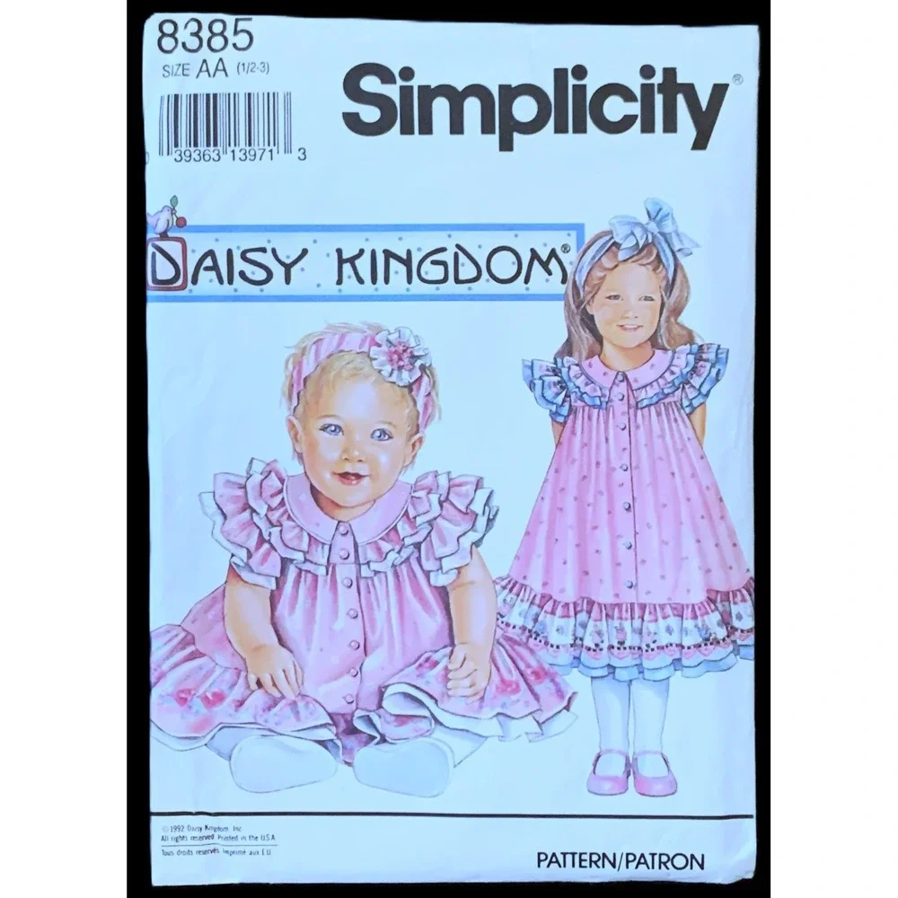 9 DAISY KINGDOM 90s Sew Patterns 6m-8y Girls Big Party Dresses Pinafores Most UC